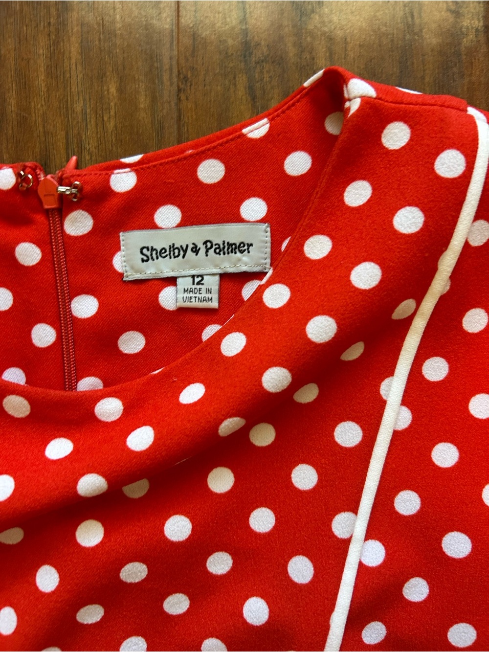 Red  and White Polka Dot Midi Dress 70s Inspired Retro Costume Modest Summer - Picture 5 of 9